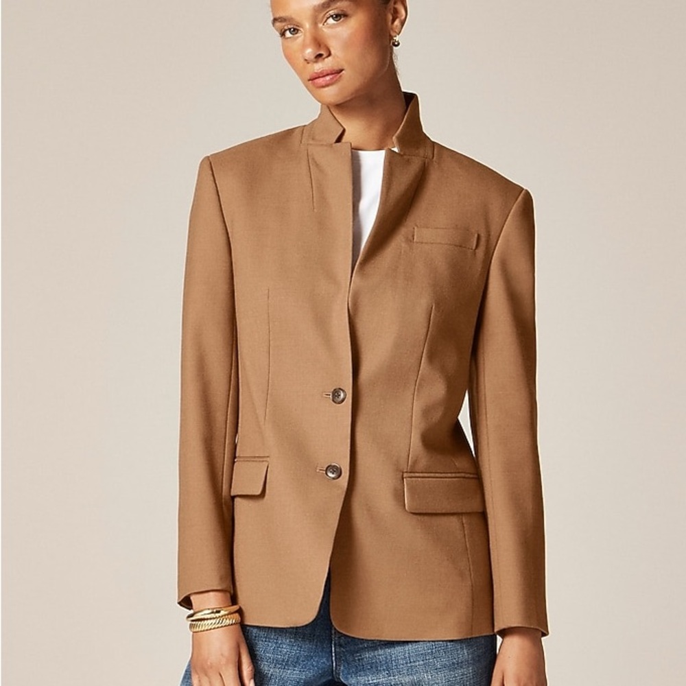 J. Crew Standing collar blazer in wool-blend flannel Size 14 NWT - Picture 2 of 8